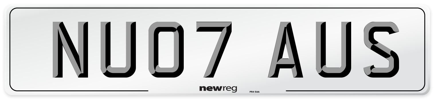 NU07 AUS Number Plate from New Reg